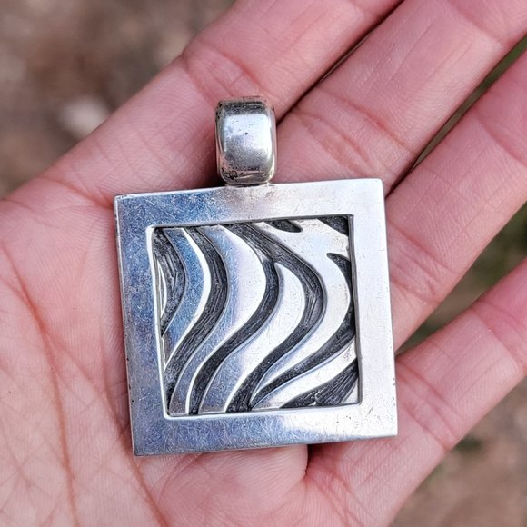 Retired SILPADA zebra print HEAVY 925 sterling silver necklace pendant